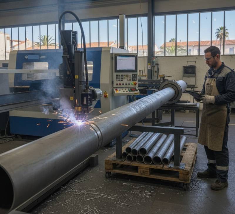 Découpe laser de tubes acier pour une pergola d'artisan ferronnier à Toulon (83)